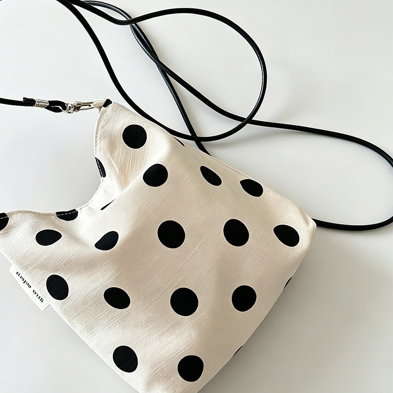 Modern Polka Dot Cotton Linen Crossbody Bag