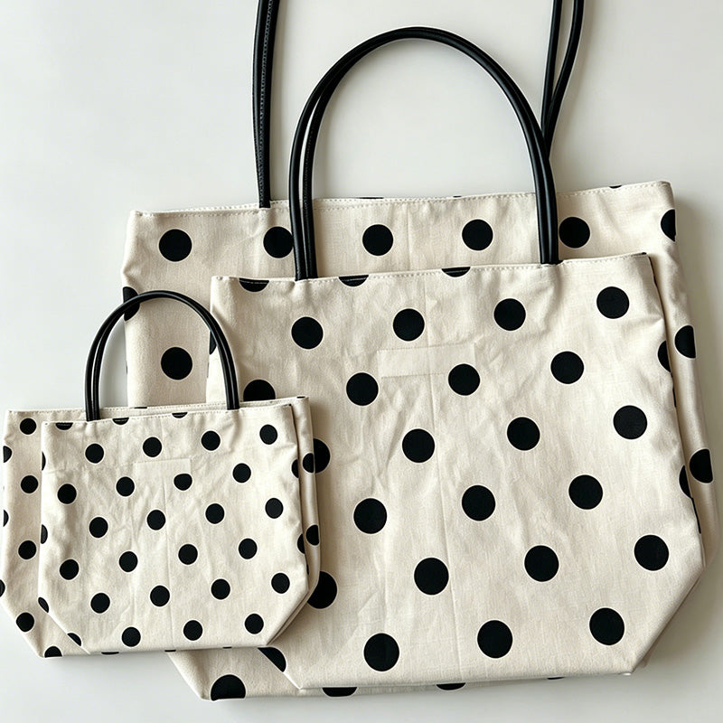 Casual Cotton Linen Polka Dot Shoulder Bag