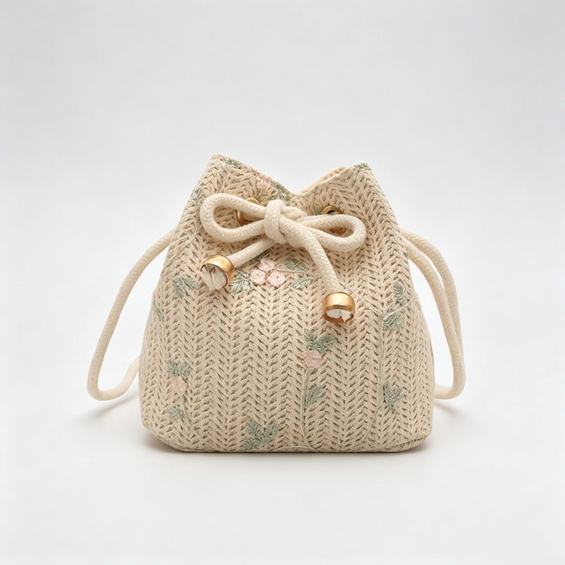 Woven Drawstring Crossbody Bag