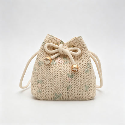 Woven Drawstring Crossbody Bag