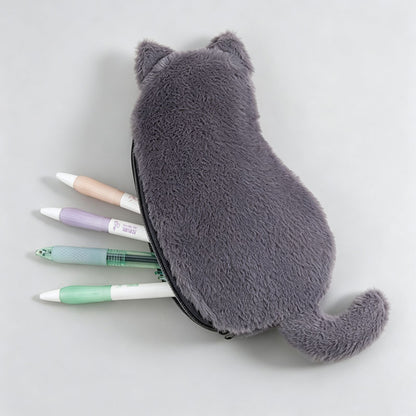 Cat Silhouette Plush Pencil Case