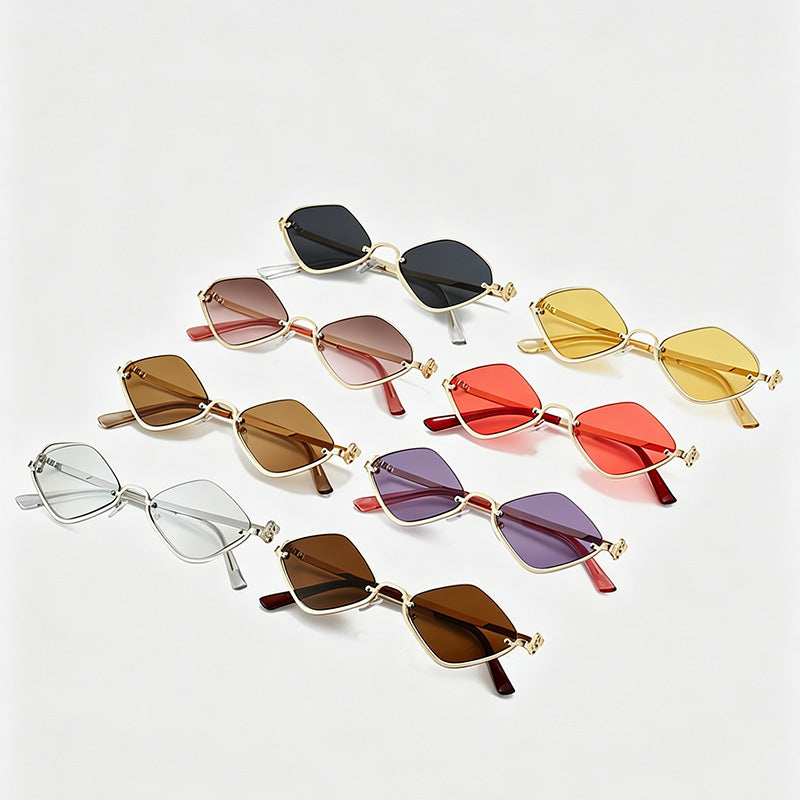 Half-rim Diamond Metal Sunglasses