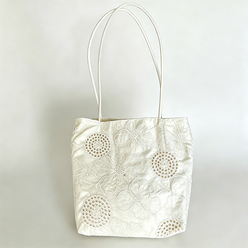 Minimalist Cotton Hollow Floral Storage Tote