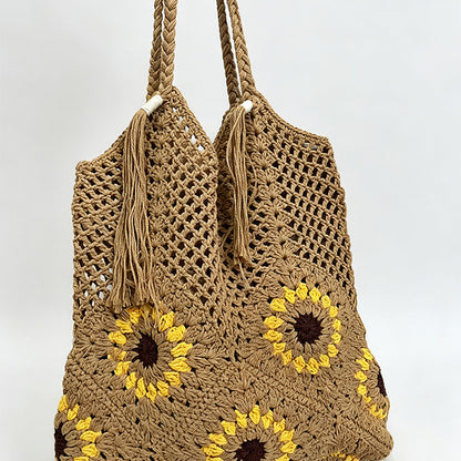 Sunflower Crochet Tote Bag