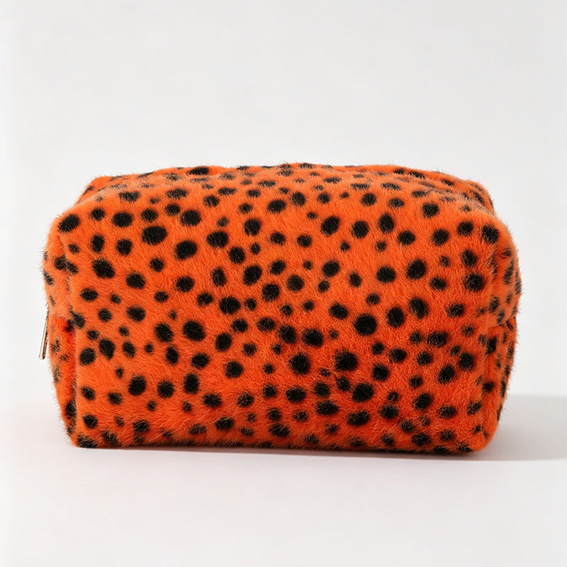 Leopard Print Fluffy Plush Pouch