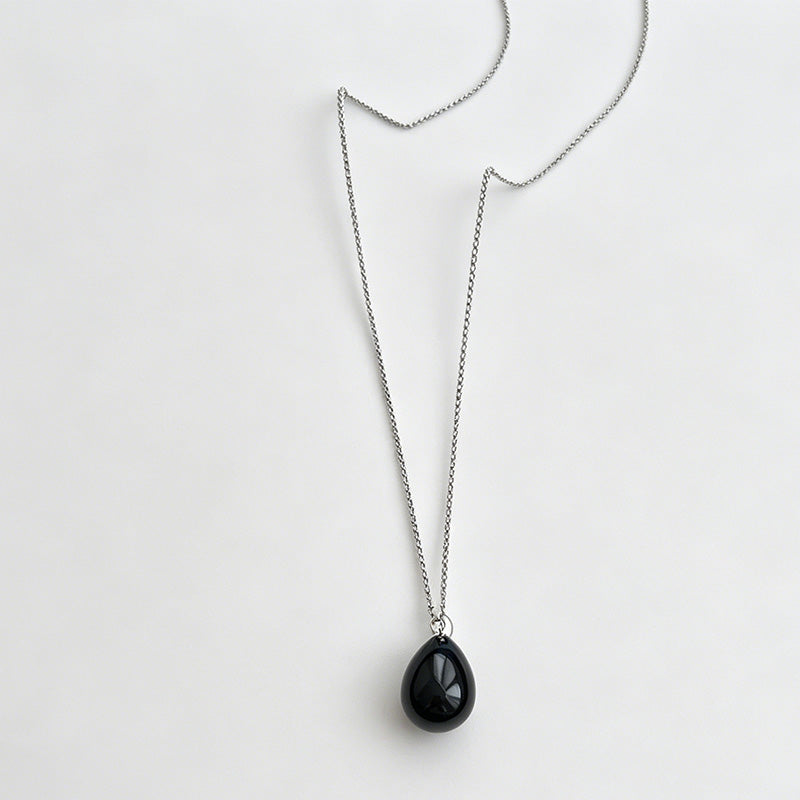 Modern Solid Heart Bean Titanium Steel Necklace