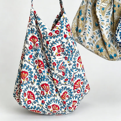Modern Artistic Floral Print Cotton Tote Bag