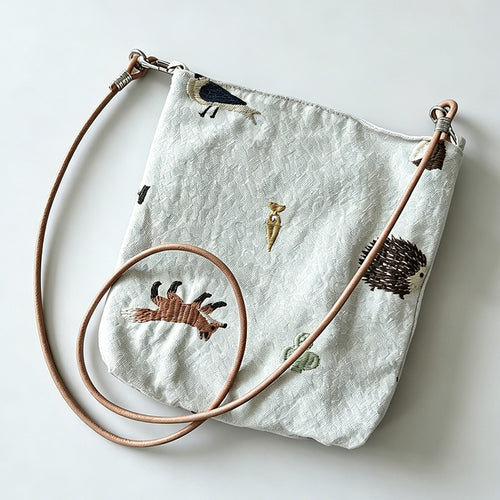 Artistic Animal Embroidery Canvas Crossbody Bag
