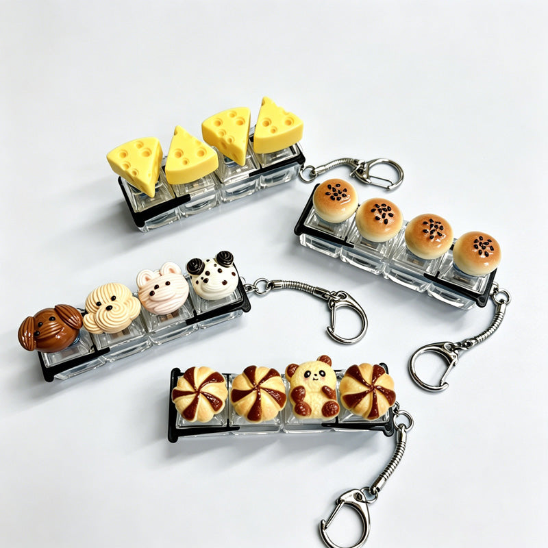 Four-Key Snack Food Fidget Keychain