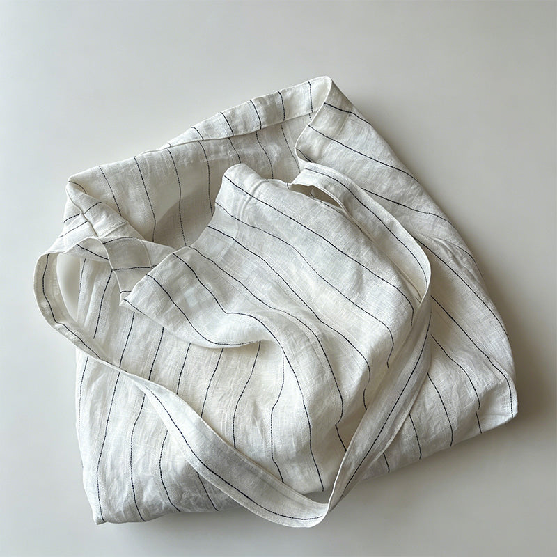 Modern Striped Pattern Cotton Linen Tote Bag