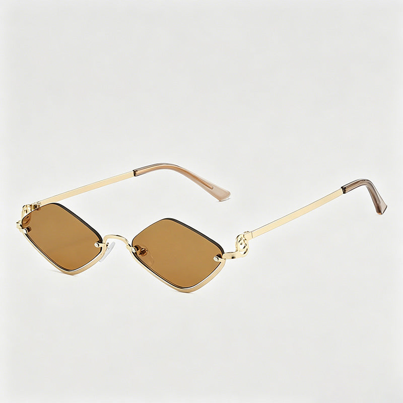Half-rim Diamond Metal Sunglasses