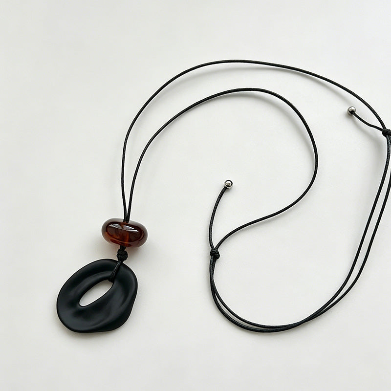 Modern Artistic Matte Hollow Oval Copper Necklace
