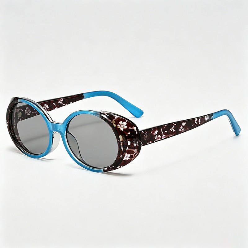 Vintage Floral Patchwork Small Oval Sunglasses