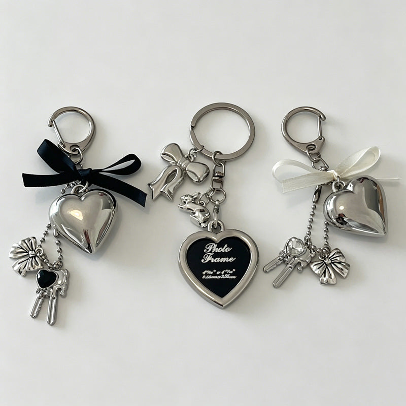 Heart Bow Keychain Bag Charm