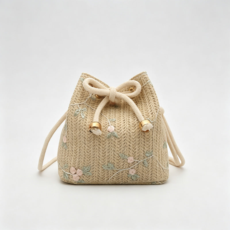 Woven Drawstring Crossbody Bag