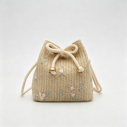 Woven Drawstring Crossbody Bag