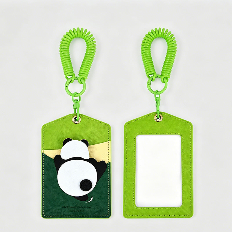 Lovely Hiding Animal PU Lanyard Card Case