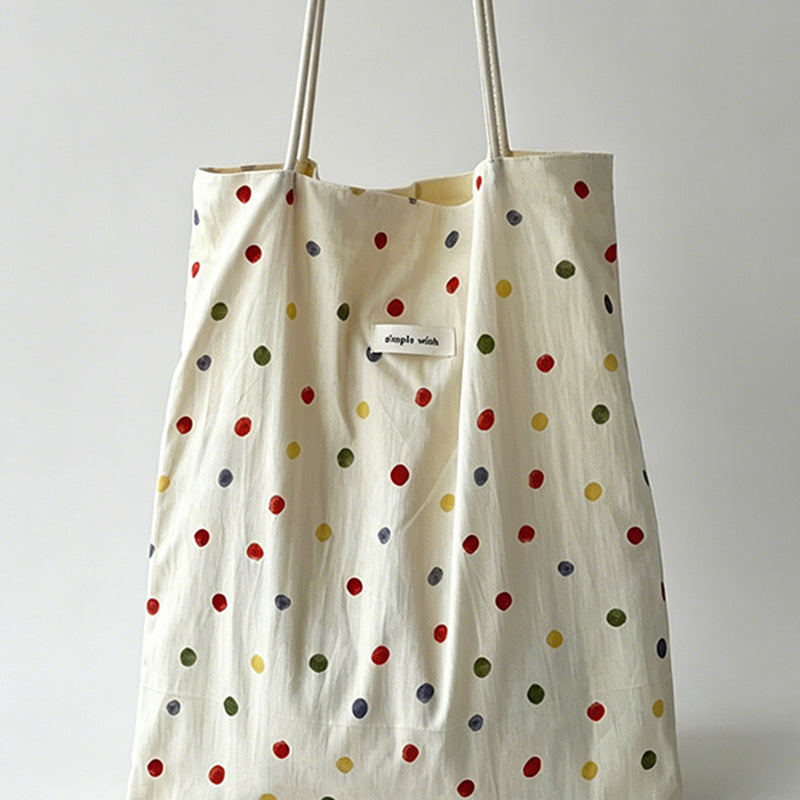 Minimalist Polka Dot Cotton Shoulder Bag