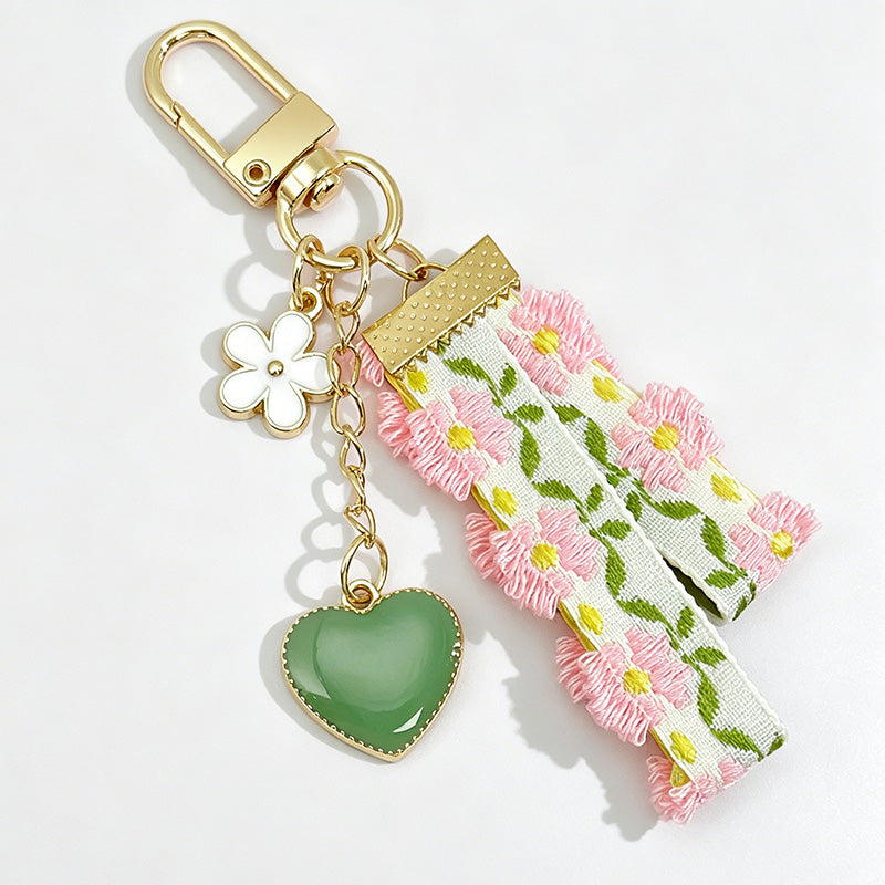 Fresh Floral Ribbon Butterfly Keychain