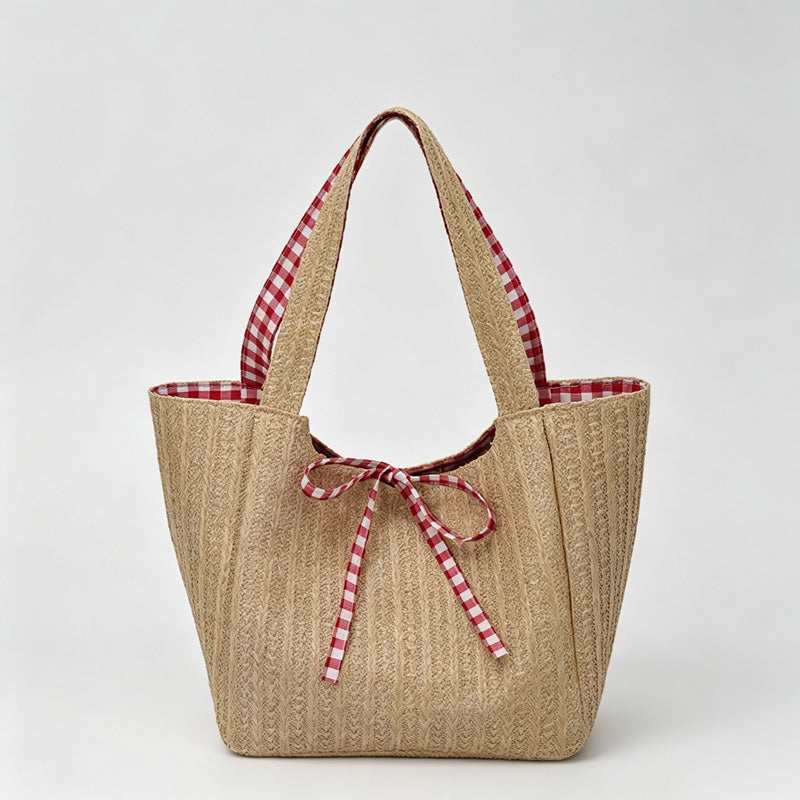 Gingham Trim Tote Bag