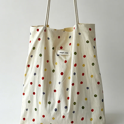 Minimalist Polka Dot Cotton Shoulder Bag