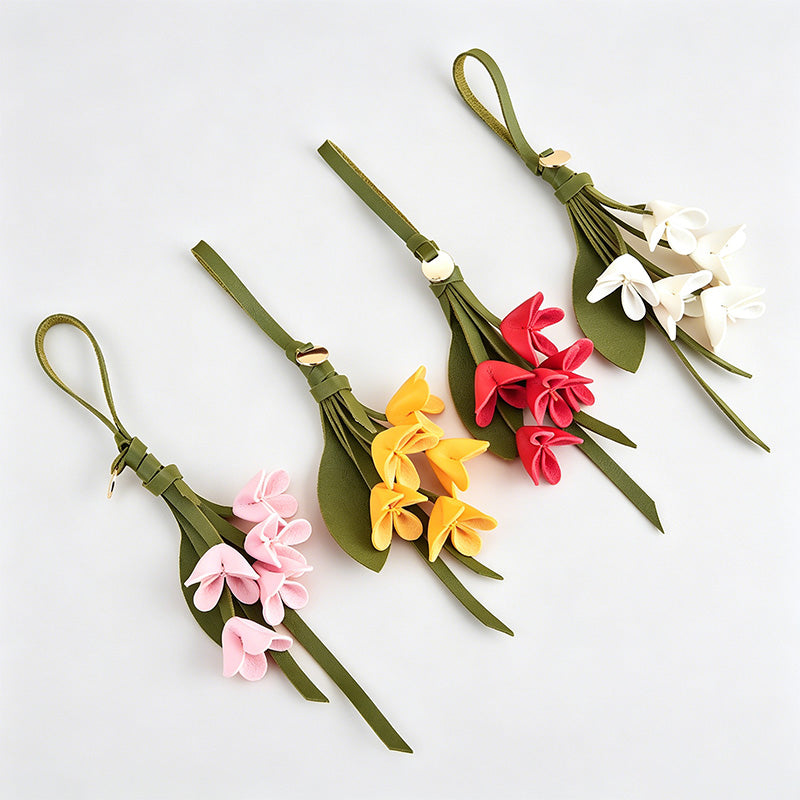 Premium Multi-Color Faux Leather Bouquet Bag Charm