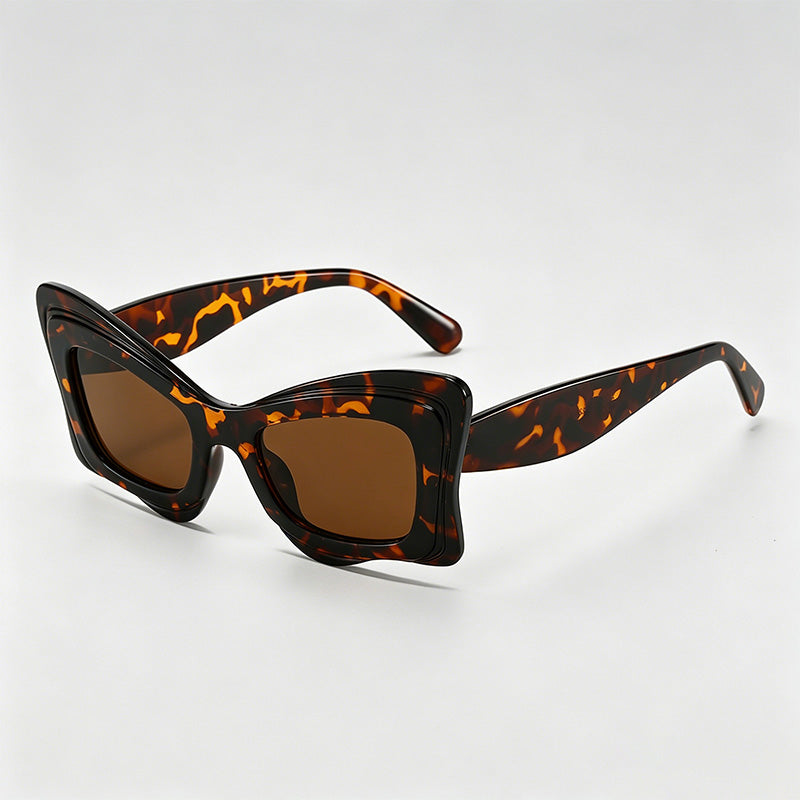 Double-Layer Wavy Butterfly Irregular Cat Eye Sunglasses