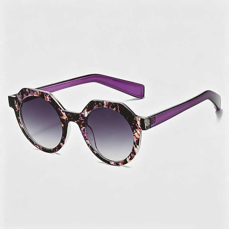 Vintage Two-Tone Round Octagon PC Fashion Sunglasses