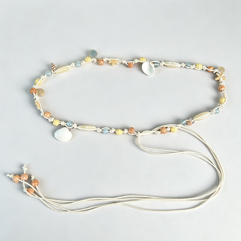 Hand-woven Wax Cord Beaded Waist Belt