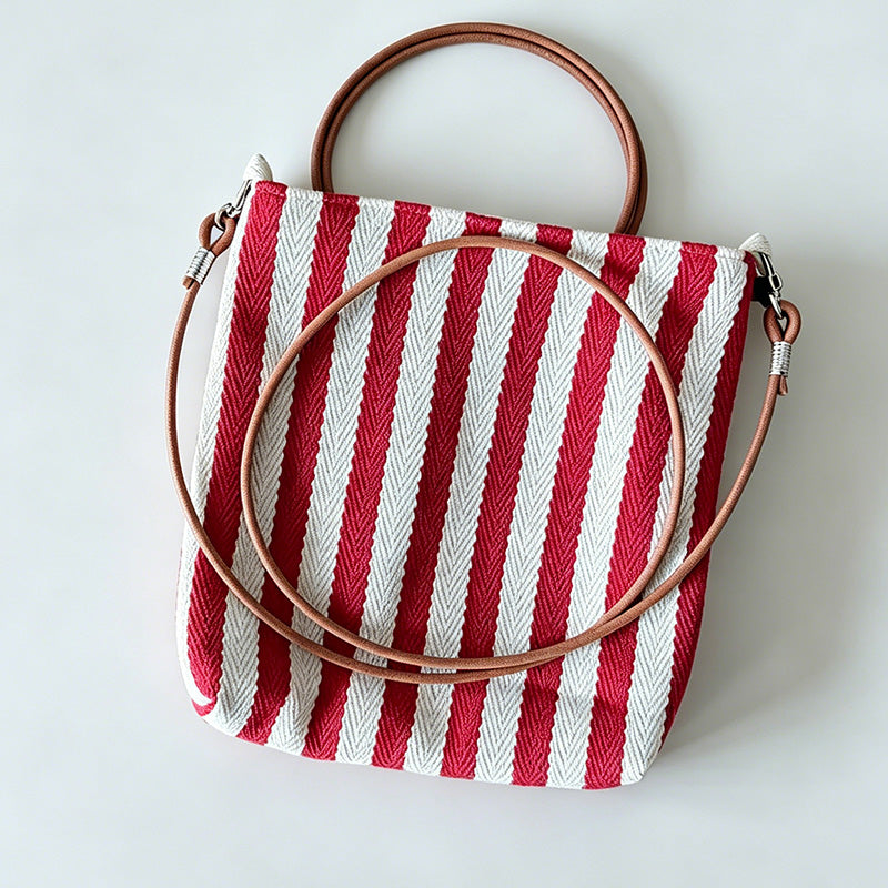 Colorful Canvas Striped Crossbody Bag