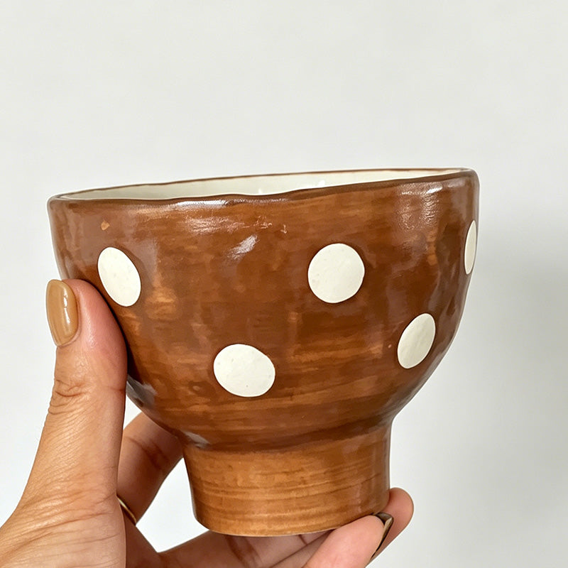 Boho Premium Handmade Chestnut Ceramic Goblet Bowl