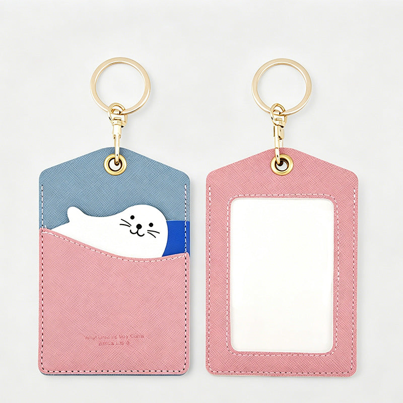 Lovely Peeking Cartoon Animal PU Card Holder