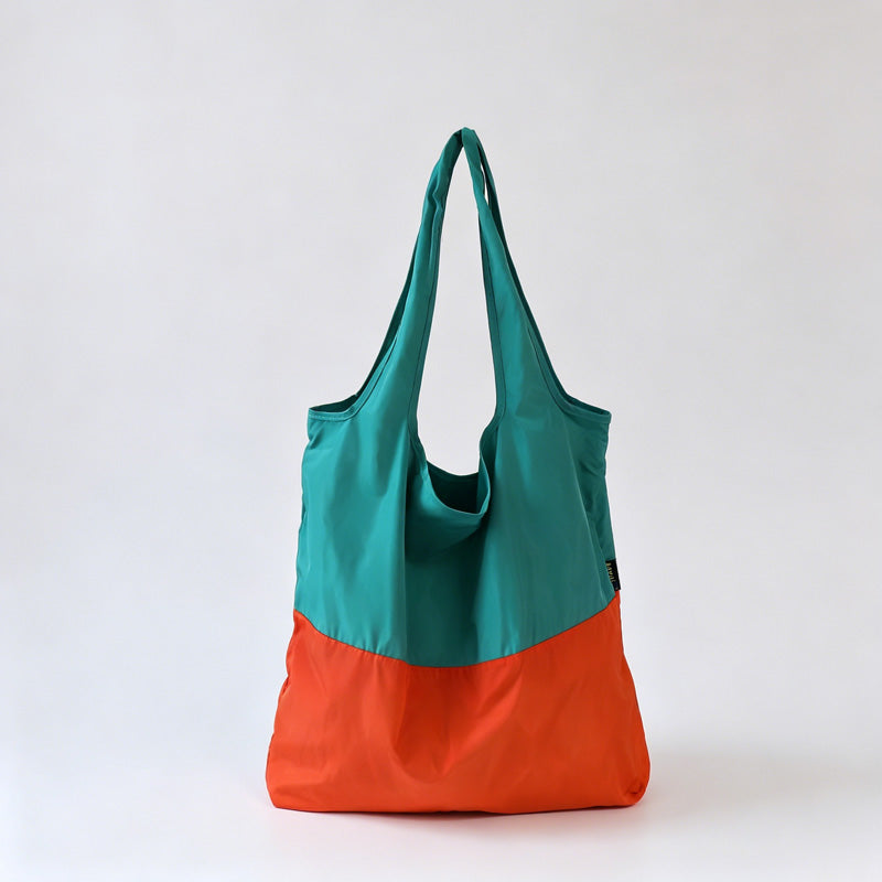 Two-Tone Spliced Foldable Shopping Tote
