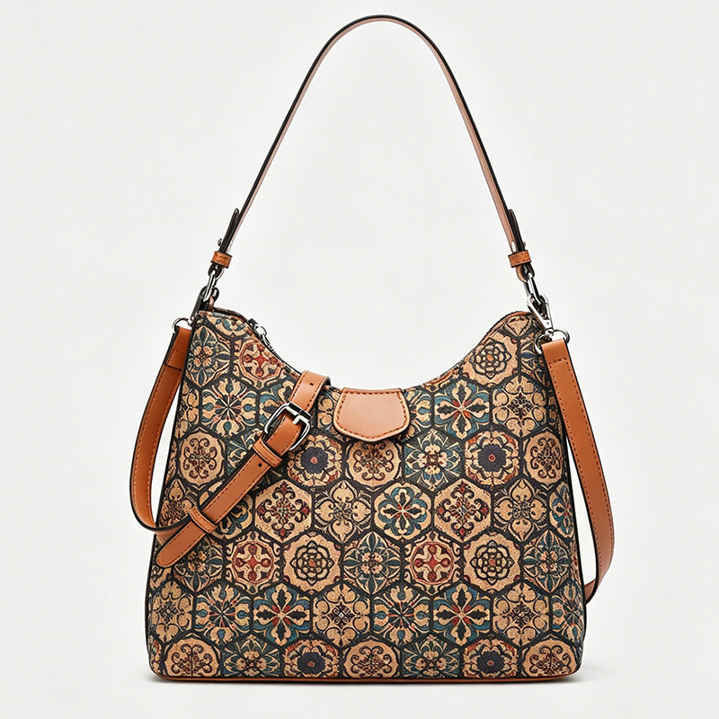 Vintage Ethnic Printed Soft Hobo Shoulder Crossbody Bag