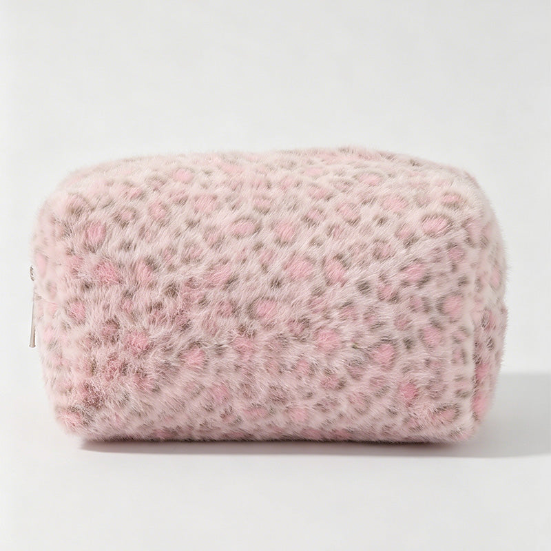 Leopard Print Fluffy Plush Pouch