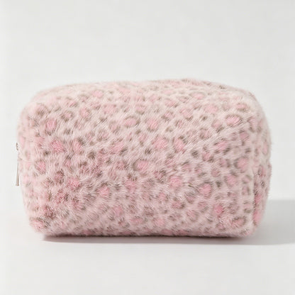 Leopard Print Fluffy Plush Pouch