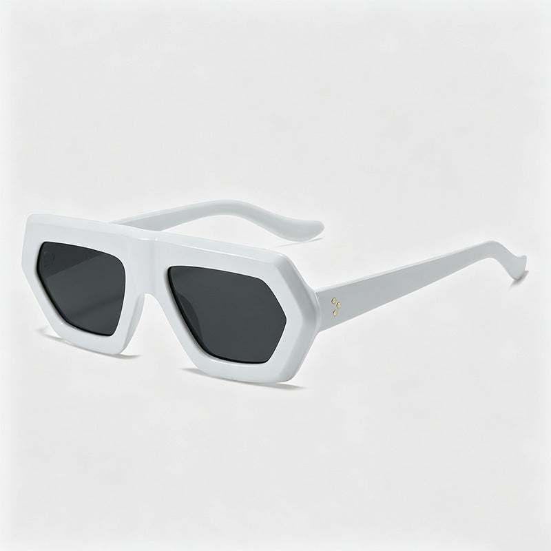 Irregular Multi-Color Patchwork Hexagonal Thick Frame Sunglasses