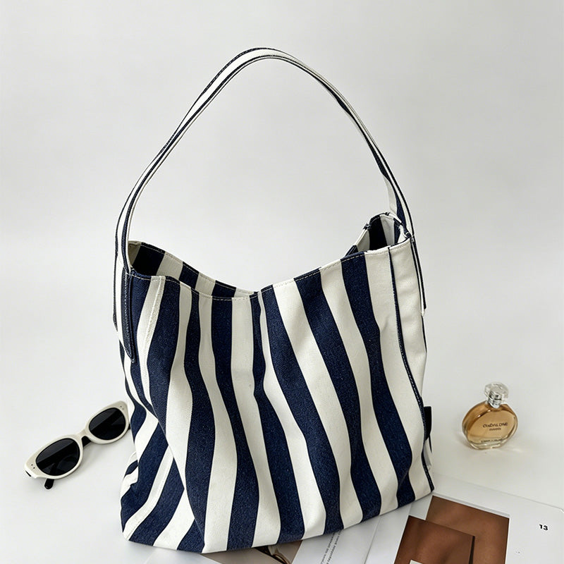 Stripe Drawstring Shoulder Bag