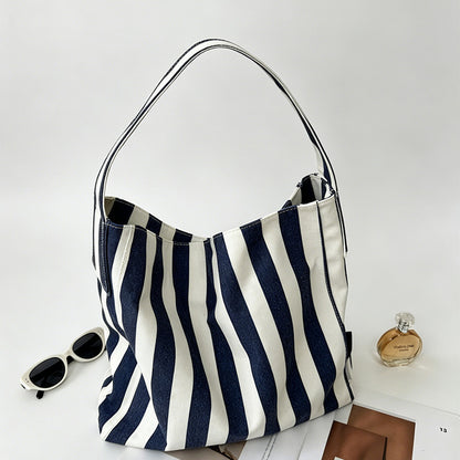 Stripe Drawstring Shoulder Bag