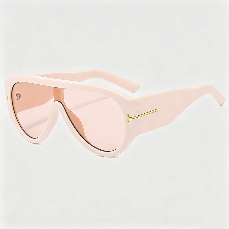 One-piece Integrated Thick Rim Aviator Sunglasses