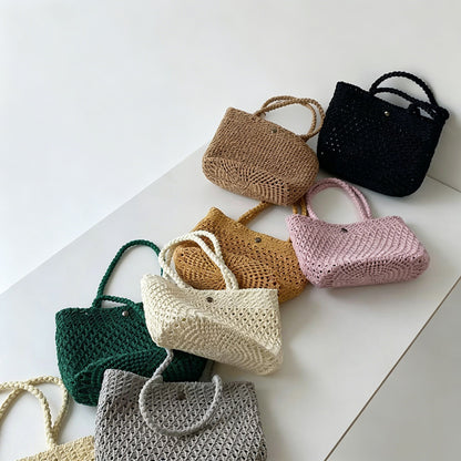 Mini Hollow Woven Straw Tote Handbag