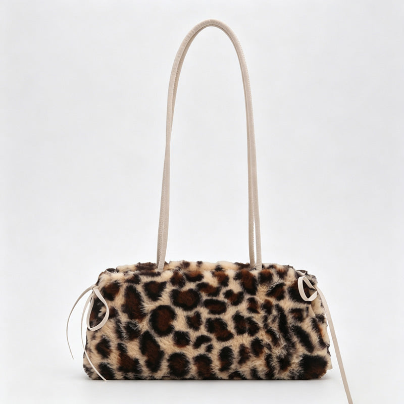 Leopard Plush Shoulder Bag