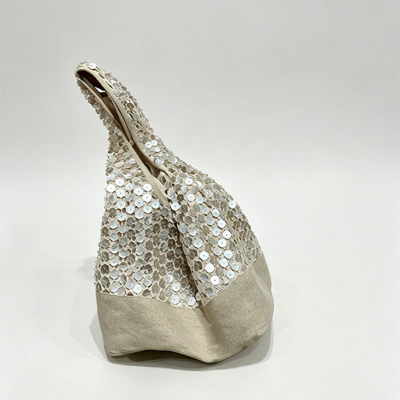 Sparkly Sequins Two-Tone Shoulder Tote Bag
