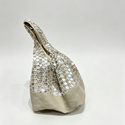 Sparkly Sequins Two-Tone Shoulder Tote Bag