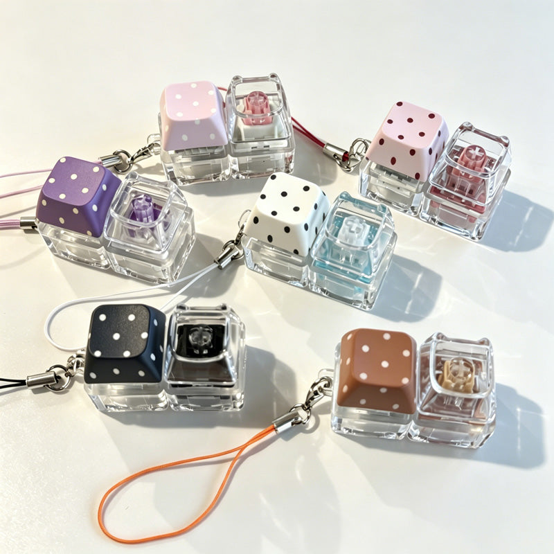 Dot Print Cat Head Fidget Keychain