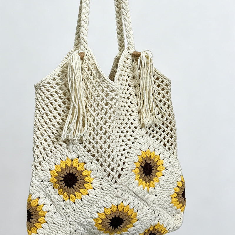 Sunflower Crochet Tote Bag