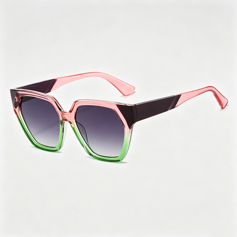Gradient Two-Tone Geometric Square PC Fashion Sunglasses