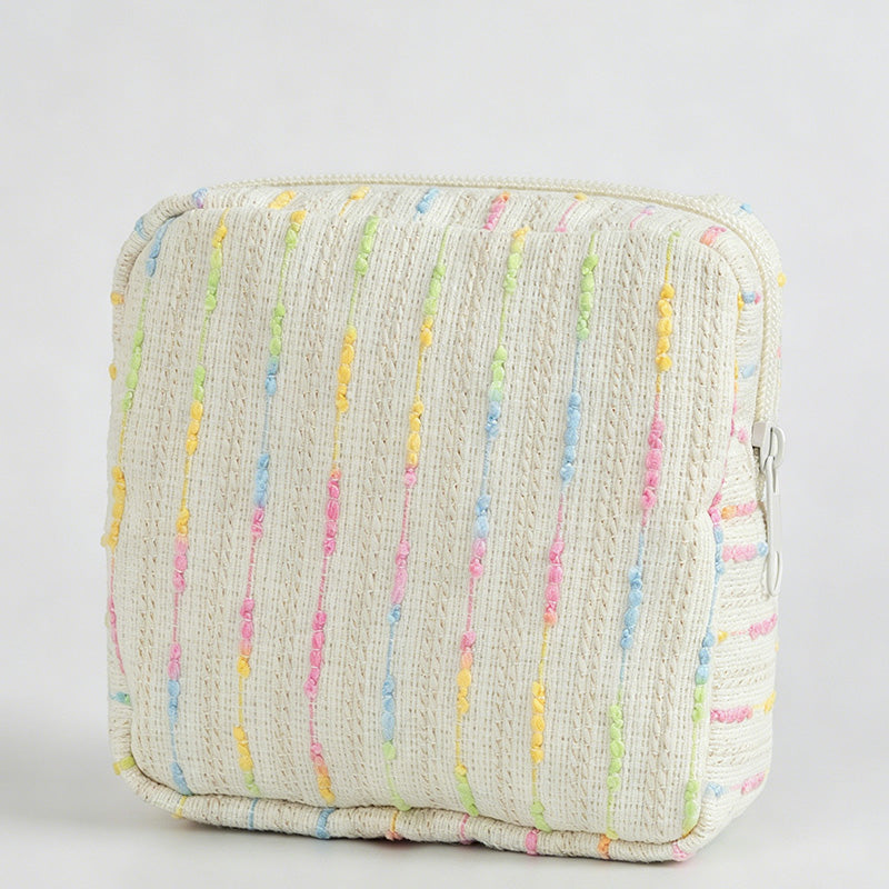 Colorful Striped Square Cosmetic Pouch