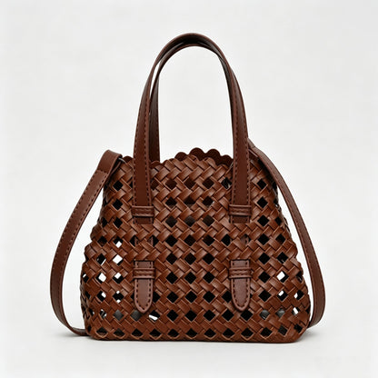 Woven Cutout Shoulder Bag