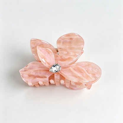 Iridescent Flower Rhinestone Hair Claw Clip